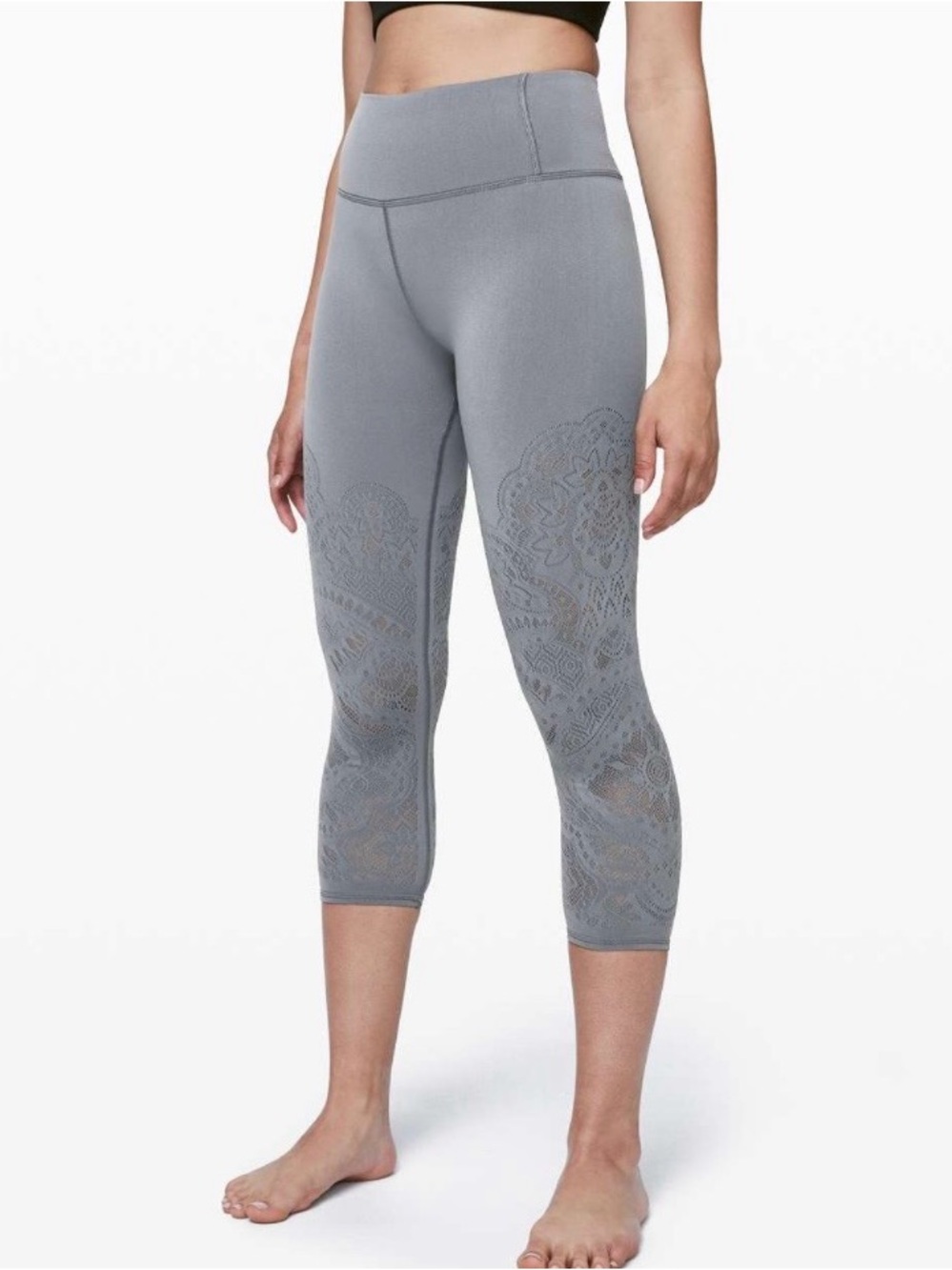 Lululemon Vuori Women’s Reveal Crop High Rise Seamless Leggings Pants Lace 8